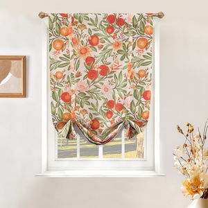 image:imageDriftAway Orange Harvest Linen Lined Valance Double Layer Room Darkening Blackout Floral Window Valances Autumn Fall Printed Vintage Topper 3 inch Rod Pocket 52 Inch by 18 Inch Orange Coral GoldOrangeCoralGold