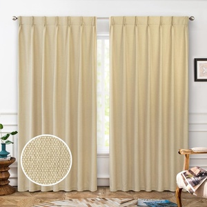 image:imageDriftAway Pinch Pleat Blackout Curtains 84 Inches Long Linen Curtains 2 Panels Set Linen Textured Curtains for Bedroom Living Room Thermal Insulated Privacy Back Tab Window Drapes 52x84 BeigeBeige