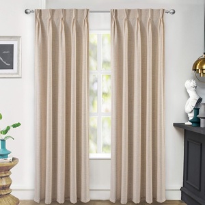 image:imageDriftAway Pinch Pleat Linen Textured Semi Sheer Solid Farmhouse and Modern Rustic Linen Curtains 2 Panels 50 inches Wide by 84 Inches Long Drapes for Living Room Bedroom Light Linen BirchBeige