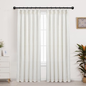 image:imageDriftAway Pinch Pleat Linen Textured Semi Sheer Solid Farmhouse and Modern Rustic Linen Curtains 2 Panels 50 inches Wide by 84 Inches Long Drapes for Living Room Bedroom Light Linen BirchLight Linen Birch