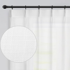 image:imageDriftAway Pinch Pleated Curtains 84 Inch Length Faux Linen Slub Textured White Semi Sheer 2 Panels 52 Inch Width Light Filtering Window Curtains for Living Room Bedroom Farmhouse Back Tab Drapes