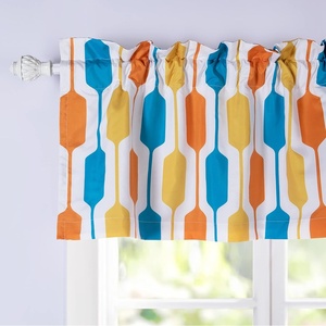 image:imageDriftAway Riley Geo Lined Window Curtain Valance Mid Century Geometric Pattern 2 Layers Rod Pocket 52 Inch by 18 Inch Plus 2 Inch CottaTeal