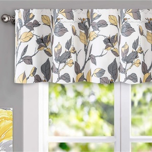 image:imageDriftAway Ryan Sketch Flower Floral Branch Leaves Lined Thermal Insulated Window Curtain Valance Rod Pocket 52 Inch by 18 Inch Plus 2 Inch Header GrayYellow Gray