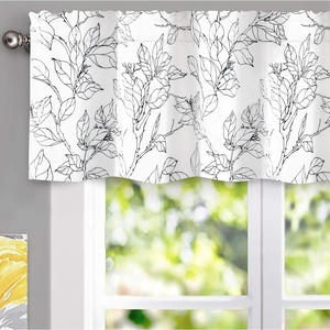 image:imageDriftAway Ryan Sketch Flower Floral Branch Leaves Lined Thermal Insulated Window Curtain Valance Rod Pocket 52 Inch by 18 Inch Plus 2 Inch Header GrayBlack Line