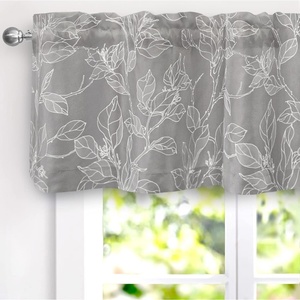 image:imageDriftAway Ryan Sketch Flower Floral Branch Leaves Lined Thermal Insulated Window Curtain Valance Rod Pocket 52 Inch by 18 Inch Plus 2 Inch Header GrayGrey