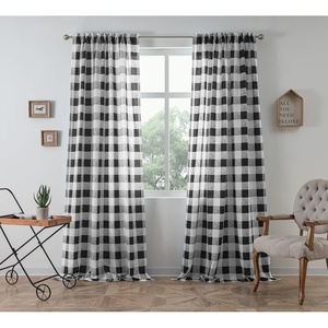 image:imageDriftAway Semi Sheer Buffalo Plaid Check Curtains Rod Pocket Checkered Farmhouse Window Black and White Curtains for Living Room Bedroom 2 Panels 52 x 84Black
