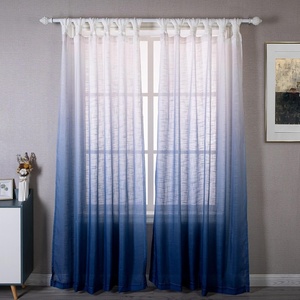 image:imageDriftAway Sheer Ombre Navy Window Curtains 84 inches Twist Tab Linen Textured Gradient Color Light Filtering Sheer Linen Curtains for Living Room Window Drapes for Bedroom Privacy Protection Set of 2