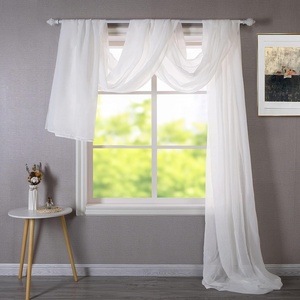 image:imageDriftAway Solid White Sheer Window Scarf Valance Long Luxury Sheer Fabric Topper Knife Edge Window Treatment Scarves Single for Wedding Party Girls Room Bed Canopy 52 Inch by 216 Inch White