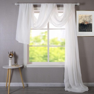 image:imageDriftAway Solid White Sheer Window Scarf Valance Long Luxury Sheer Fabric Topper Knife Edge Window Treatment Scarves Single for Wedding Party Girls Room Bed Canopy 52 Inch by 256 Inch White