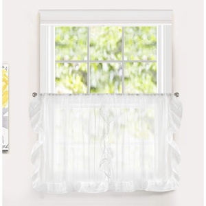 image:imageDriftAway Sophie Sheer Ruffle Edge Kitchen Tier Rod Pocket 30 Inch by 36 Inch Plus 2 Inch Header Off White 2 Piece