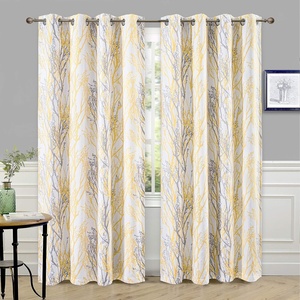 image:imageDriftAway Tree Branch Blackout Curtains Double Layer 84 Inches Long for Bedroom Printed Patterned Classic Thermal Insulated Summer Sound Lined Grommet Drapes for Living Room 2 Panels YellowWhiteYellow