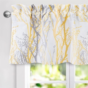 image:imageDriftAway Tree Branch Lined Valance Double Layer Blackout Thermal Insulated Abstract Ink Printing Window Curtain Valance Rod Pocket 52 Inch by 18 Inch Plus 2 Inch Header Silver Gray 1 PackYellow
