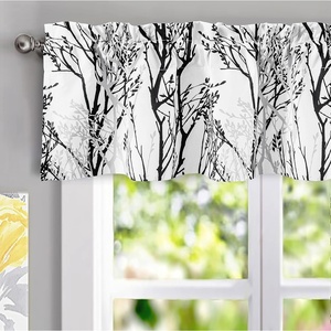 image:imageDriftAway Tree Branch Lined Valance Double Layer Blackout Thermal Insulated Abstract Ink Printing Window Curtain Valance Rod Pocket 52 Inch by 18 Inch Plus 2 Inch Header Silver Gray 1 PackBlack White