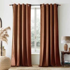 image:imageDriftAway Velvet Curtains Beige Room Darkening Curtains 84 Inches Long 2 Panel Set Super Soft luxury Grommet Curtains Thermal Insulated Blackout Drapes for living room Bedroom Camel Beige 52 inch wideGold Brown