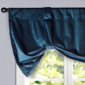 image:imageDriftAway Velvet Tie Up Valance for Kitchen 20 Inches Long Rod Pocket Room Darkening Tie up Shade Adjustable Short Curtain for Small Window Bathroom Living Room Bedroom 1 Panel Peacock BluePeacock Blue