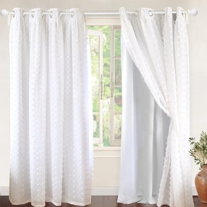 image:imageDriftAway White Pinch Pleated Voile Sheer Blackout Thermal Curtain Liner Embroidered with Pom Pom Lined Grommet Curtain for Kids Girls Bedroom Nursery Room 63 Inch Single PanelSoft Pink