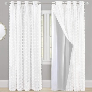 image:imageDriftAway White Pinch Pleated Voile Sheer Blackout Thermal Curtain Liner Embroidered with Pom Pom Lined Grommet Curtain for Kids Girls Bedroom Nursery Room 63 Inch Single PanelOff White Chevron