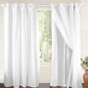 image:imageDriftAway White Pinch Pleated Voile Sheer Blackout Thermal Curtain Liner Embroidered with Pom Pom Lined Grommet Curtain for Kids Girls Bedroom Nursery Room 63 Inch Single PanelOff White Voile