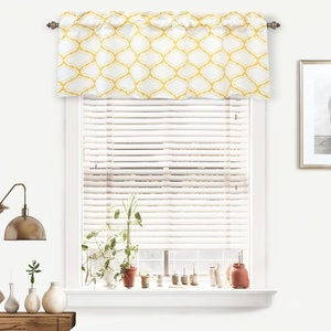 image:imageMoroccan Geometric Boho Valances for Windows Yellow and White Valance Curtains for Kitchen Living Room Bedroom Quatrefoil Trellis Printed 3 Inch Rod Pocket Short Window Curtains 52 Inch X 18 InchYellow