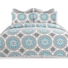 image:imageDriftAway 3 Piece Bella Reversible Quilt Set Bedspreads Coverlets Medallion Floral Pattern Cover Prewashed White Gray King