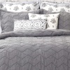 image:imageDriftAway 3 Piece Elena Chevron Pinch Pleat Designer Embellished Comforter Set Cotton Gray King