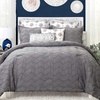 image:imageDriftAway 3 Piece Elena Chevron Pinch Pleat Designer Embellished Comforter Set Cotton Gray King