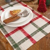 image:imageDriftAway Burlap Linen Placemats for Dining Table  Farmhouse Country Striped Pattern Set of 4 for Outdoor Home Party  12 x 18 Inch RedWindowpane GreenRed