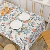 image:imageDriftAway Burlap Linen Tablecloth Dining Table Cover for 6 Foot Rectangle Tables Rustic Farmhouse Tablecloths with Pom Pom Tassel Kitchen and Holiday Parities Dinner 54 x 84 Inch Ada Floral Multi
