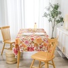 image:imageDriftAway Burlap Linen Tablecloth Dining Table Cover for 6 Foot Rectangle Tables Rustic Farmhouse Tablecloths with Pom Pom Tassel Kitchen tablecloths 54 x 84 Inch Hermosa Floral Red Orange Gold
