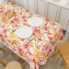 image:imageDriftAway Burlap Linen Tablecloth Dining Table Cover for 6 Foot Rectangle Tables Rustic Farmhouse Tablecloths with Pom Pom Tassel Kitchen tablecloths 54 x 84 Inch Hermosa Floral Red Orange Gold