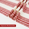 image:imageDriftAway Burlap Linen Tablecloth Dining Table Cover for 8 Foot Rectangle Tables Rustic Tablecloths Wrinkle Resistant with Pom Pom Tassel Holiday tablecloths 54 x 102 Inch Chris Red StripChrisred