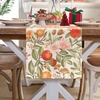image:imageDriftAway Burlap Linen Tablecloth Dining Table Cover for 8 Foot Rectangle Tables Rustic Tablecloths Wrinkle Resistant with Pom Pom Tassel Holiday tablecloths 54 x 102 Inch Chris Red StripOrangeCoralGold