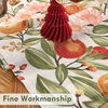 image:imageDriftAway Burlap Linen Tablecloth Dining Table Cover for 8 Foot Rectangle Tables Rustic Tablecloths Wrinkle Resistant with Pom Pom Tassel Holiday tablecloths 54 x 102 Inch Chris Red StripOrangeCoralGold