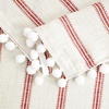 image:imageDriftAway Burlap Linen Tablecloth Dining Table Cover for 8 Foot Rectangle Tables Rustic Tablecloths Wrinkle Resistant with Pom Pom Tassel Holiday tablecloths 54 x 102 Inch Chris Red StripFarmhousered