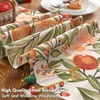 image:imageDriftAway Burlap Linen Tablecloth Dining Table Cover for 8 Foot Rectangle Tables Rustic Tablecloths Wrinkle Resistant with Pom Pom Tassel Holiday tablecloths 54 x 102 Inch Chris Red StripOrangeCoralGold