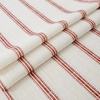 image:imageDriftAway Burlap Linen Tablecloth Dining Table Cover for 8 Foot Rectangle Tables Rustic Tablecloths Wrinkle Resistant with Pom Pom Tassel Holiday tablecloths 54 x 102 Inch Chris Red StripFarmhousered