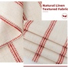 image:imageDriftAway Burlap Linen Tablecloth Dining Table Cover for 8 Foot Rectangle Tables Rustic Tablecloths Wrinkle Resistant with Pom Pom Tassel Holiday tablecloths 54 x 102 Inch Chris Red StripFarmhousered