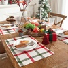 image:imageDriftAway Burlap Linen Tablecloth Dining Table Cover for 8 Foot Rectangle Tables Rustic Tablecloths Wrinkle Resistant with Pom Pom Tassel Holiday tablecloths 54 x 102 Inch Chris Red StripWindowpane GreenRed
