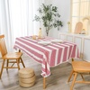 image:imageDriftAway Burlap Linen Tablecloth Dining Table Cover for 8 Foot Rectangle Tables Rustic Tablecloths Wrinkle Resistant with Pom Pom Tassel Holiday tablecloths 54 x 102 Inch Chris Red StripChrisred