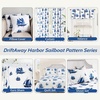 image:imageDriftAway Harbor Sailboat Ocean Printed Pattern Extra Soft Bed Sheet Set Navy 4 Piece Queen Set