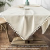 image:imageDriftAway Pom Pom Tassel Rectangle Linen Textured Decorative Table Cloth for Indoor Outdoor Dining Buffet Table Parities Dinner 55 Inch 84 Inch Light Linen