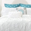 image:imageDriftAway VintageInspired 3 Piece Aurora Pinch Pleat Ruffled Designer Embellished Comforter Set FullQueen