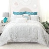image:imageDriftAway VintageInspired 3 Piece Aurora Pinch Pleat Ruffled Designer Embellished Comforter Set FullQueen
