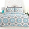image:imageDriftAway 3 Piece Bella Reversible Quilt Set Bedspreads Coverlets Medallion Floral Pattern Cover Prewashed White Gray King