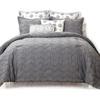 image:imageDriftAway 3 Piece Elena Chevron Pinch Pleat Designer Embellished Comforter Set Cotton Gray King