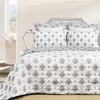 image:imageDriftAway 3 Piece Rina Vintage Inspired Floral Reversible Quilt Set Bedspreads Coverlet Prewashed Queen Gray