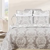 image:imageDriftAway 3 Piece Samantha Reversible Quilt Set Bedspreads Coverlet Floral Medallion Pattern Cover Prewashed Greige Queen
