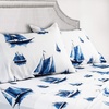 image:imageDriftAway Harbor Sailboat Ocean Printed Pattern Extra Soft Bed Sheet Set Navy 4 Piece King Set