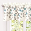 image:imageDriftAway Isabella Faux Silk Embroidered Kitchen Swag Valance Embroidered Crafted Flower Single 60 Inch by 18 Inch Plus 15 Inch Header Ivory Blue