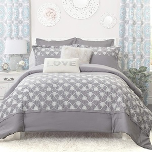 image:imageDriftAway 3 Piece Kaylee Embroidered Floral Comforter Set 100 Soft Microfiber Gray King